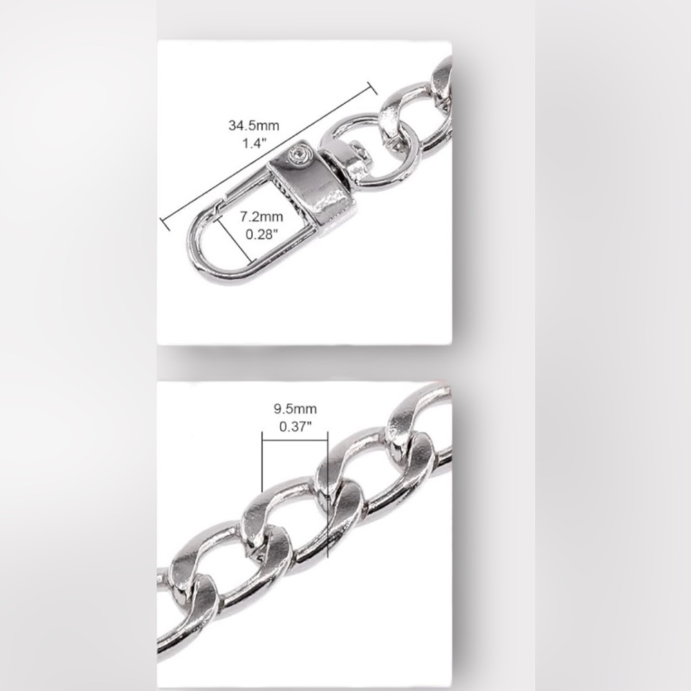 NEW 40” Silver-tone Flat Crossbody Chain with buckles - Picture 2 of 2